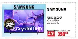 2001 Audio Video UN43U8000F 43 Samsung Crystal UHD 4K Smart TV offer