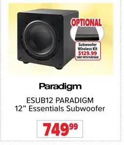 2001 Audio Video ESUB12 PARADIGM 12 Essentials Subwoofer offer