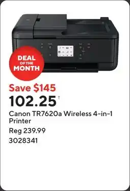 Staples Canon TR7620a Wireless 4-in-1 Printer offer
