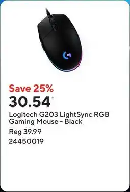 Staples Logitech G203 LightSync RGB Gaming Mouse - Black offer