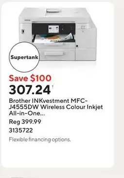 Staples Brother INKvestment MFC-J4555DW Wireless Colour Inkjet All-in-One Printer offer