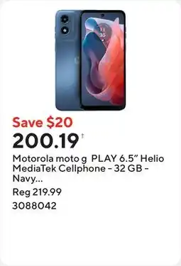 Staples Motorola moto g PLAY 6.5 Helio MediaTek Cellphone - 32 GB - Navy Blue - Unlocked offer
