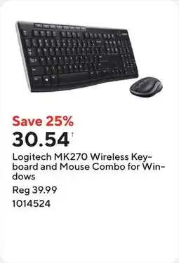 Staples Logitech MK270 Wireless Keyboard and Mouse Combo for Windows offer