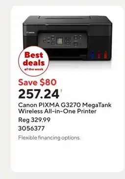 Staples Canon PIXMA G3270 MegaTank Wireless All-in-One Printer offer