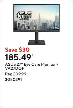 Staples ASUS 27 Eye Care Monitor - VA27DQF offer