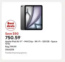 Staples Apple iPad Air 11 - M4 Chip - Wi-Fi - 128 GB - Space Grey offer
