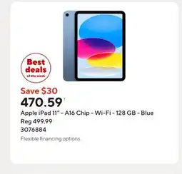 Staples Apple iPad 11 - A16 Chip - Wi-Fi - 128 GB - Blue offer