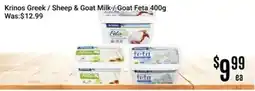 Nations Fresh Foods Krinos Greek / Sheep & Goat Milk / Goat Feta offer