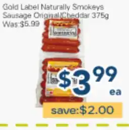 Oceans Fresh Food Market Gold Label Naturally Smokeys Sausage Original/Cheddar offer