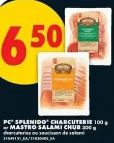 No Frills PC splenido charcuterie or mastro salami chub offer