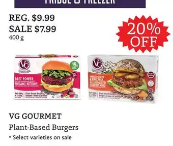 The Big Carrot VG GOURMET Plant-Based Burgers offer