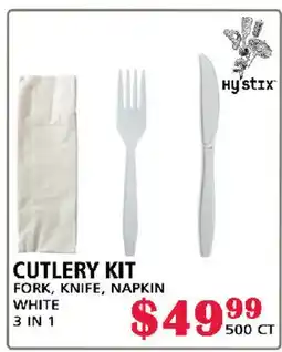 MVR Cash & Carry CUTLERY KIT FORK, KNIFE, NAPKIN WHITE 3 IN 1 offer