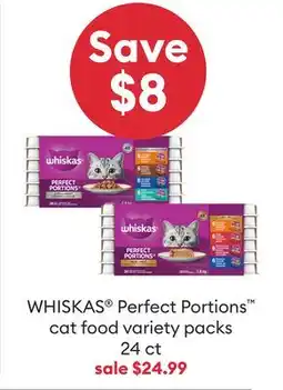 Petsmart WHISKAS Perfect Portions cat food variety packs 24 ct offer