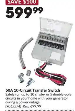 Princess Auto 50A 10-Circuit Transfer Switch offer