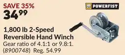 Princess Auto 1,800 lb 2-Speed Reversible Hand Winch offer