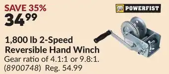 Princess Auto 1,800 lb 2-Speed Reversible Hand Winch offer