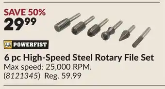 Princess Auto 6 pc High-Speed Steel Rotary File Set offer