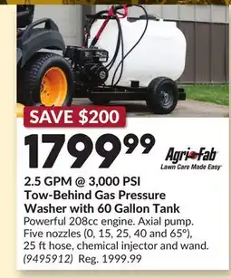Princess Auto 2.5 GPM @ 3,000 PSI Tow-Behind Gas Pressure Washer with 60 Gallon Tank offer