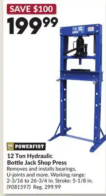 Princess Auto 12 Ton Hydraulic Bottle Jack Shop Press offer