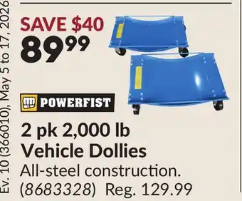 Princess Auto 2 pk 2,000 lb Vehicle Dollies offer