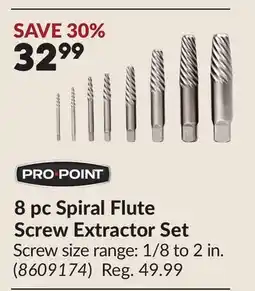 Princess Auto 8 pc Spiral Flute Screw Extractor Set offer