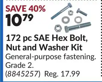 Princess Auto 172 pc SAE Hex Bolt, Nut and Washer Kit offer