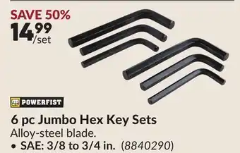 Princess Auto 6 pc Jumbo Hex Key Sets, SAE: 3/8 to 3/4 in offer