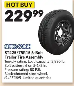 Princess Auto ST225/75R15 6-Bolt Trailer Tire Assembly offer