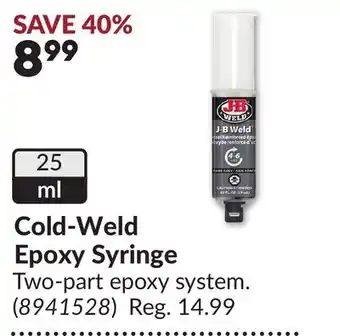 Princess Auto Cold-Weld Epoxy Syringe offer