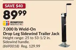 Princess Auto 7,000 lb Weld-On Drop Leg Sidewind Trailer Jack offer