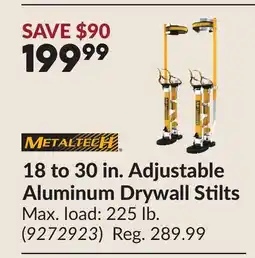 Princess Auto 18 to 30 in. Adjustable Aluminum Drywall Stilts offer