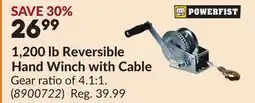 Princess Auto 1,200 lb Reversible Hand Winch with Cable offer