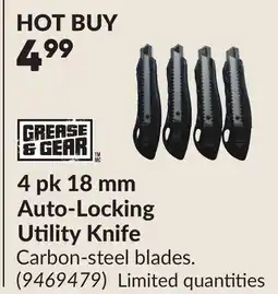 Princess Auto 4 pk 18 mm Auto-Locking Utility Knife offer