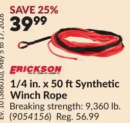 Princess Auto 1/4 in. x 50 ftSynthetic Winch Rope offer