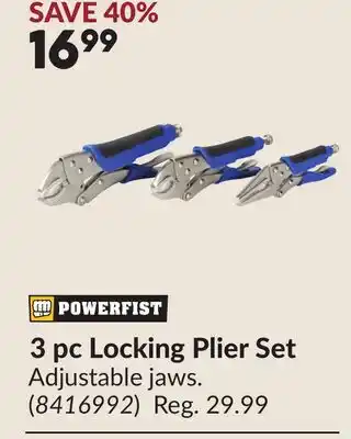 Princess Auto 3 pc Locking Plier Set offer