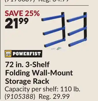 Princess Auto 72 in. 3-Shelf Folding Wall-Mount Storage Rack offer