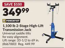 Princess Auto 1,100 lb 2-Stage High-Li Transmission Jack offer