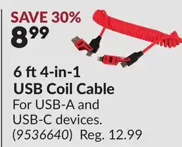 Princess Auto 6 ft4-in-1 USB Coil Cable offer