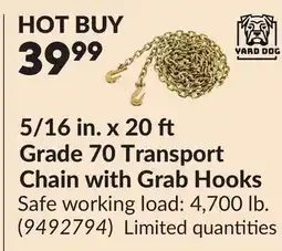 Princess Auto 5/16 in. x 20 Grade 70 Transport Chain with Grab Hooks offer