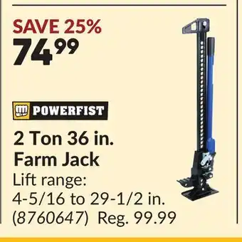 Princess Auto 2 Ton 36 in. Farm Jack offer