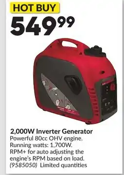 Princess Auto 2,000W Inverter Generator offer