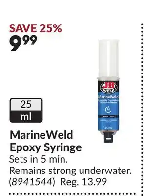 Princess Auto MarineWeld Epoxy Syringe offer