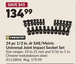 Princess Auto 24 pc 1/2 in. dr SAE/Metric Universal Joint Impact Socket Set offer