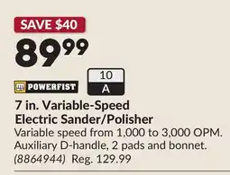 Princess Auto 7 in. Variable-Speed Electric Sander/Polisher offer