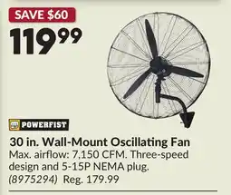 Princess Auto 30 in. Wall-Mount Oscillating Fan offer