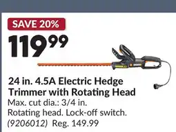 Princess Auto 24 in. 4.5A Electric Hedge Trimmer with Rotating Head offer