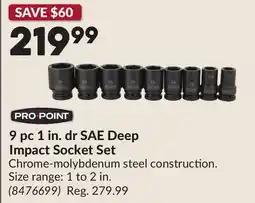 Princess Auto 9 pc 1 in. dr SAE Deep Impact Socket Set offer