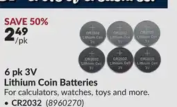 Princess Auto 6 pk 3V Lithium Coin Batteries CR2032 offer