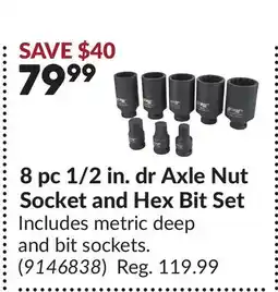 Princess Auto 8 pc 1/2 in. dr Axle Nut Socket and Hex Bit Set offer