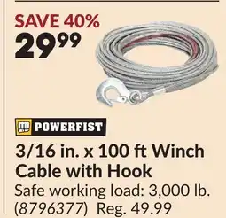 Princess Auto 3/16 in. x 100 ftWinch Cable with Hook offer